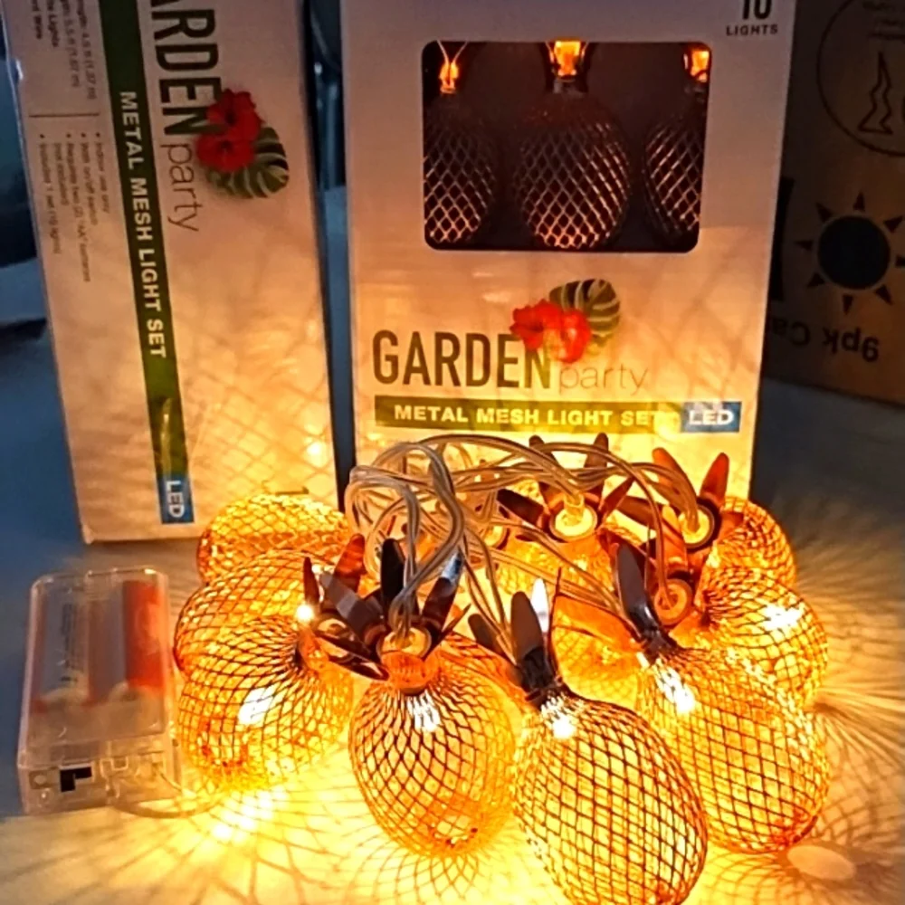 Garden Party Metal Mesh Brass Pineapple Flamingo Cactus LED Light